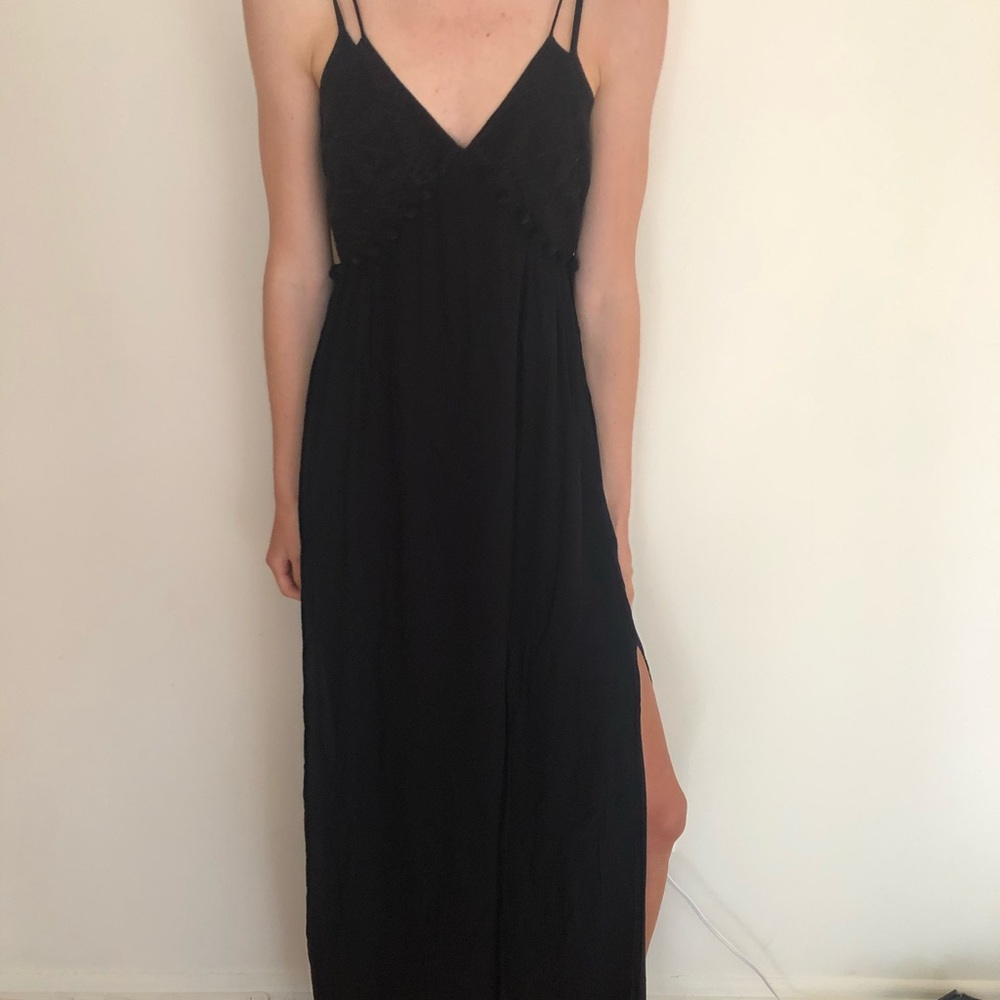 Rory Beca Black Embroidered Maxi Dress